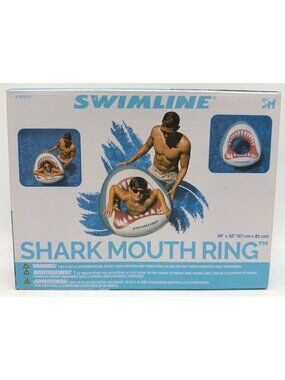 Swimline Shark Mouth Ring Inflatable Pool Float 38" X 32" Fun Shark Design Durab